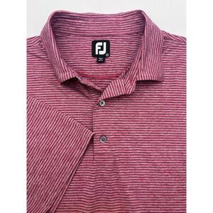 FOOTJOY FJ Polo Golf Shirt Men Sz XL Short Sleeves Striped Red/Black Performance